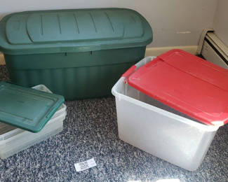 Lot 125: Four Plastic Storage Bins with Lids