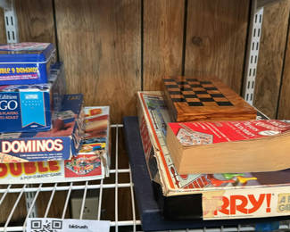 Lot 6: Assorted Board Games, Domino Sets, and Wooden Chess Board