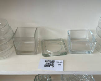 Lot 49: Assorted Clear Glass Bowls and Square Containers
