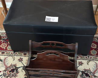 Lot 62: Storage Ottoman and Wooden Magazine Rack
