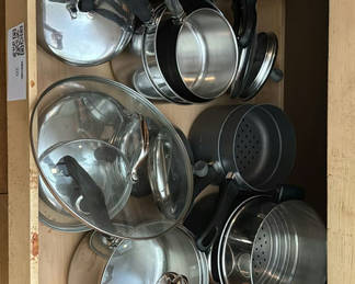 Lot 20: Stainless Steel Pots, Saucepans, and Lids Set