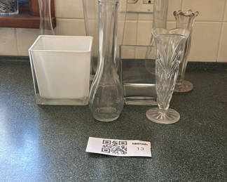 Lot 13: Assorted Clear Glass Vases