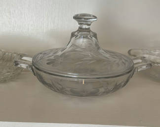 Lot 53: Assorted Clear Glass Serving Dishes and Platters