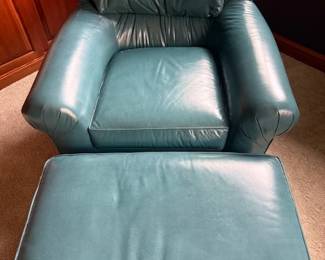 Beautiful Leather Chair and Ottoman (1 of 2)