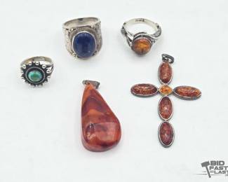 970  .925 Silver Jewelry with SemiPrecious Stones, 33.5g