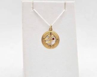 738 14k Gold Pendant with SemiPrecious Stones, 1.5g