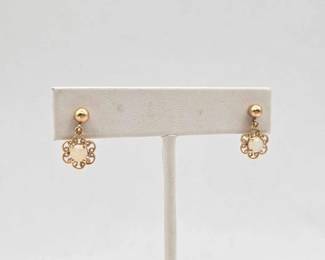 726 14k Gold Earrings with SemiPrecious Stones, 1.5g