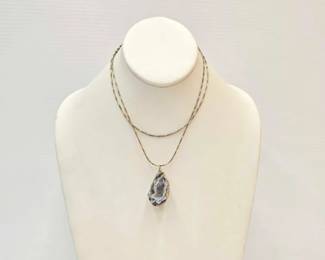 952  Sterling Silver Chain with Geode Pendant