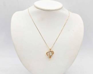 746 14k Gold Necklace with Diamond, 4.3g