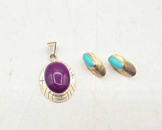 930 Sterling Silver Pendant Earrings, 23.5g