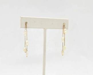724 14k Gold Pearl Earrings, 1.6g