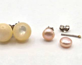1054  2 Pearl Earrings