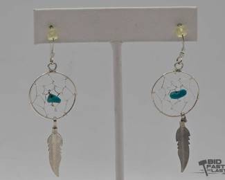 946 Sterling Silver Dreamcatcher Earrings, 2.3g