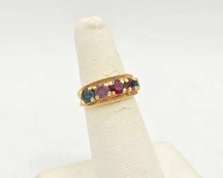 710 14k Gold Ring with SemiPrecious Stones, 3.7g