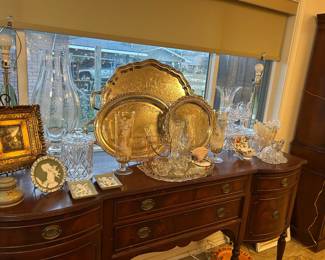 Lots of pretties - Silverplate serving trays, crystal and more