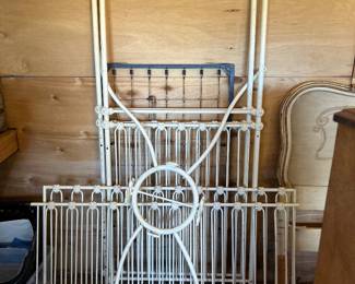 Wrough iron baby bed with canopy and bunny accents