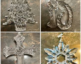 A small sample of ornaments by Waterford, Swarovski, Mikasa, Lenox and more