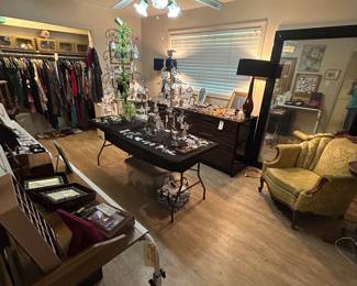 Jewelry room with a full closet. Very large full-length mirror