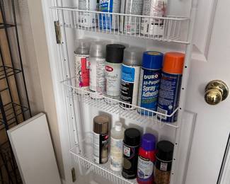 Craft supplies, over door shelf 