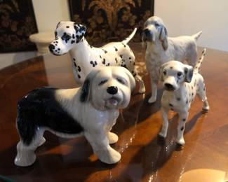 Collection of bone china figurines.  Beswick and Napco.  Darling sheep dog, English setter, Dalmation.  