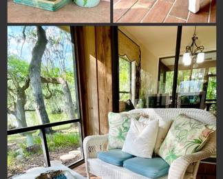 White Outdoor Wicker settee 