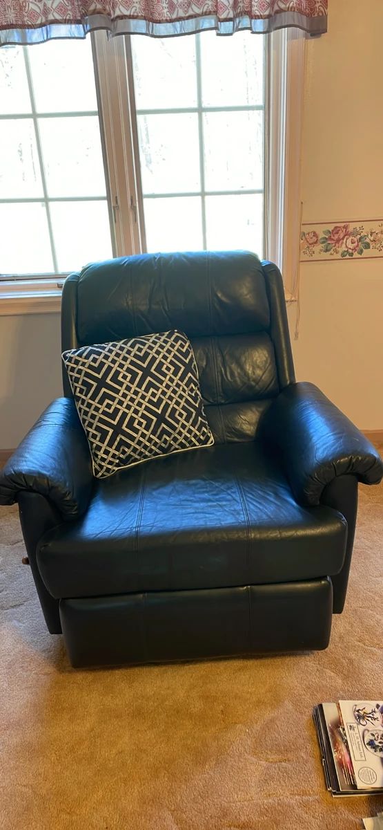 Navy Leather Recliner