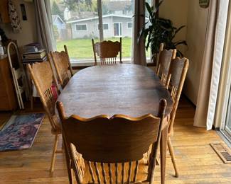 Dining table with six chairs
