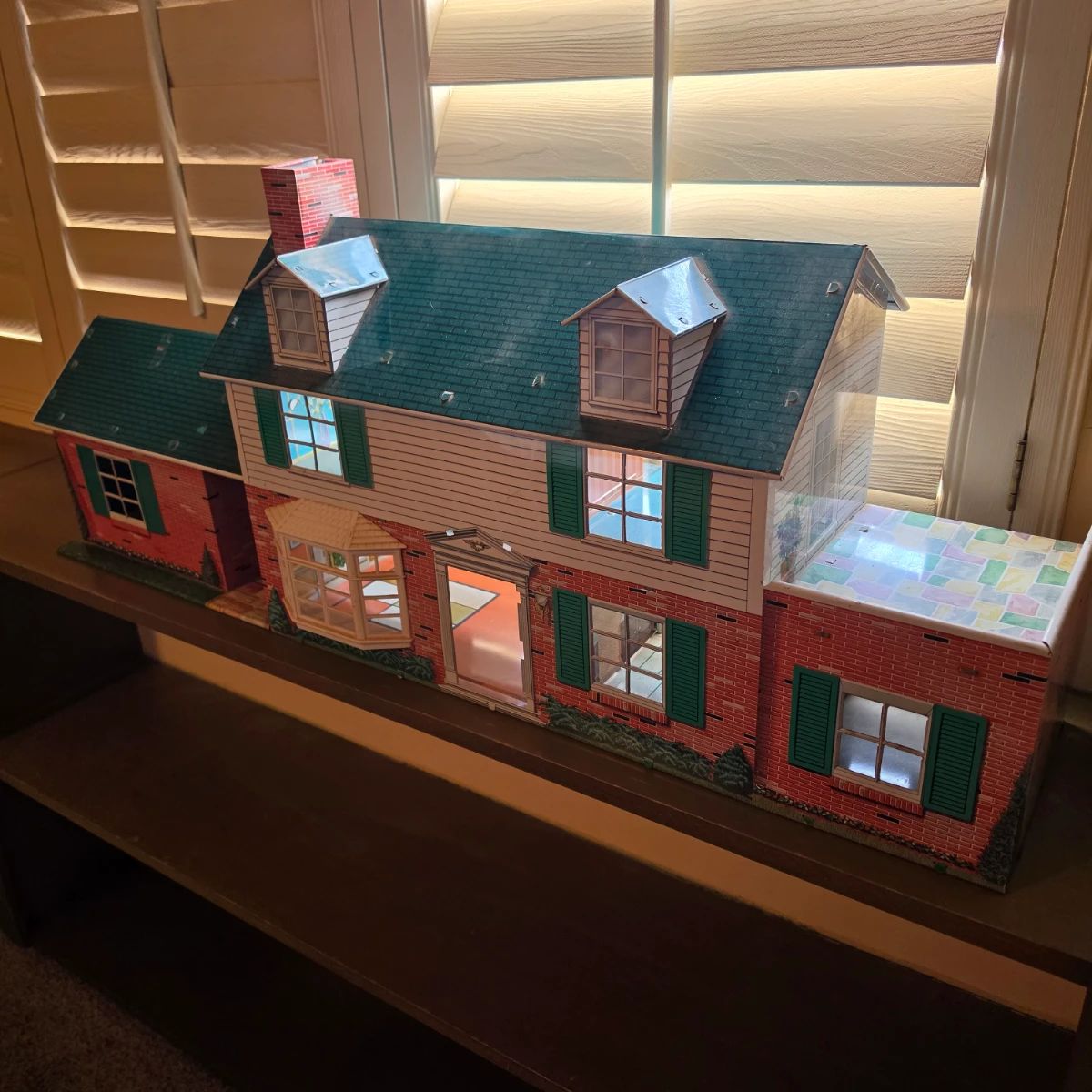 1960's MARX TIN LITHO Colonial DOLL HOUSE 2 Story Add On Sports Rec Room RARE