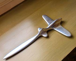 Vintage HOSELTON Aluminum Sculpture Airplane Letter Opener Canada Modern