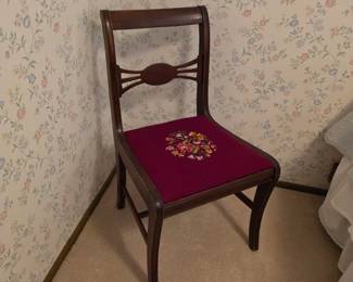 Duncan Phyfe Style Mahogany & Upholstered Side Chair
