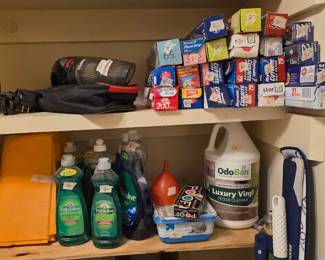 Laundry room - more cleaning and lots of Saran Wrap, etc. 