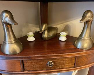 Brass Duck Figurine & Brass Duck Bookends