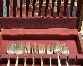 "William and Mary" By Lunt Sterling Silver Flatware Set Service For 12 W/ Additional Serving Pieces