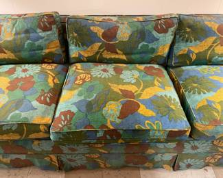Vintage Funky Floral Patterned Upholstered 3 Seat Sofa