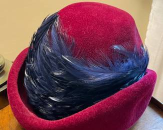 Vintage Hat W/ Real Feathers