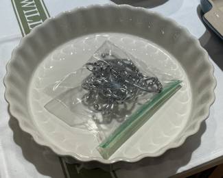 Emile Henry France 11in White Glazed Pie Baking Plate