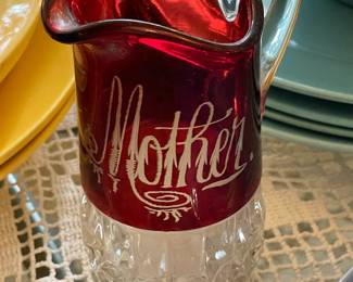 Antique Red Glass Creamer