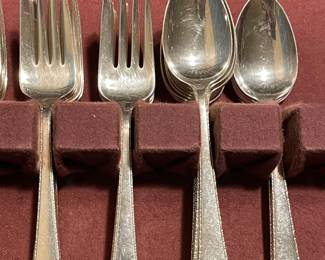 "William and Mary" By Lunt Sterling Silver Flatware Set Service For 12 W/ Additional Serving Pieces