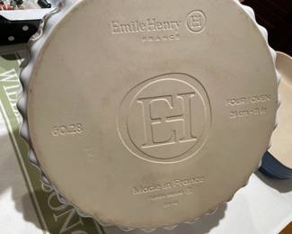 Emile Henry France 11in White Glazed Pie Baking Plate