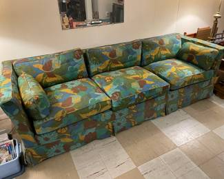 Vintage Funky Floral Patterned Upholstered 3 Seat Sofa