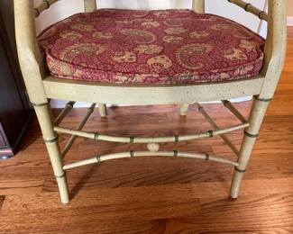 Bamboo Upholstered Accent Chair W/ Cane Back