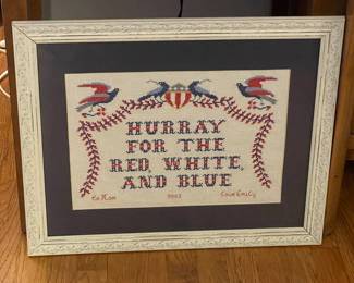 Framed Americana Needlepoint