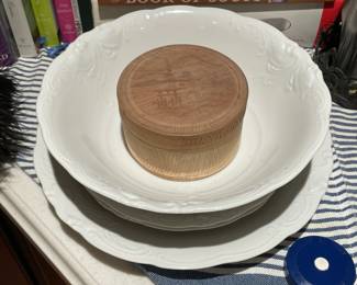 White Serving Bowl W/ Platter