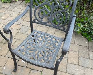 Outdoor Patio Dining Set (Table, Umbrella, Umbrella Base, & 6 Chairs)