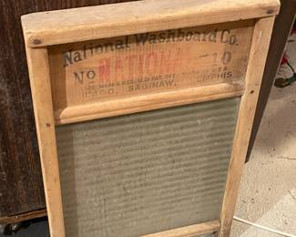 Antique National Washboard W/ Glass Panel