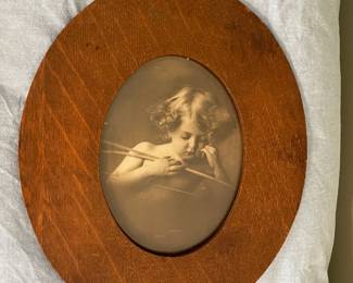 Wood Framed Cherub Photo