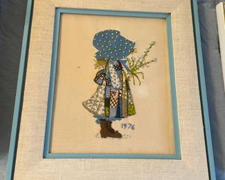 Vintage Holly Hobbie Needlepoint Artwork