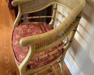 Bamboo Upholstered Accent Chair W/ Cane Back