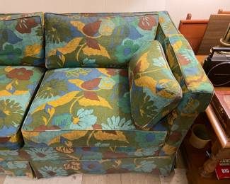 Vintage Funky Floral Patterned Upholstered 3 Seat Sofa