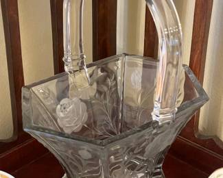 Vintage Heisey Glass Handled Basket
